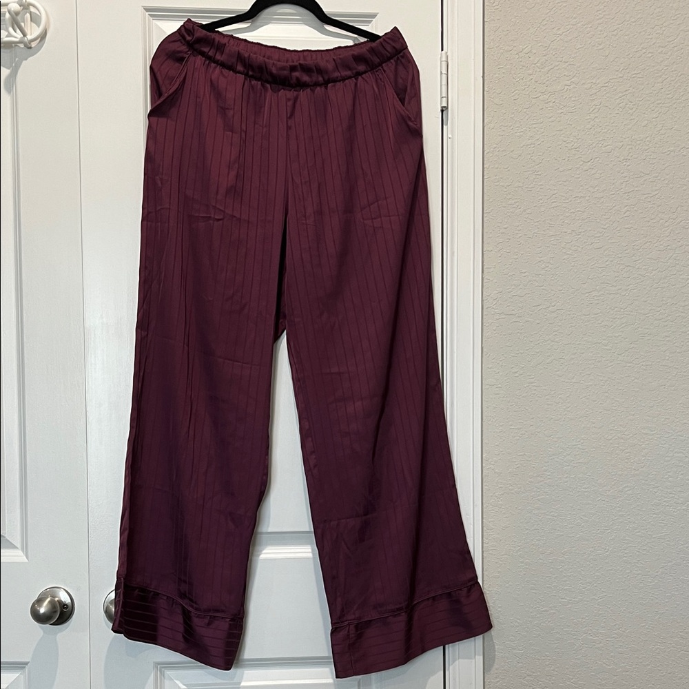 Abercrombie and Fitch Satin Plum Wide-Leg Pants Sleepwear